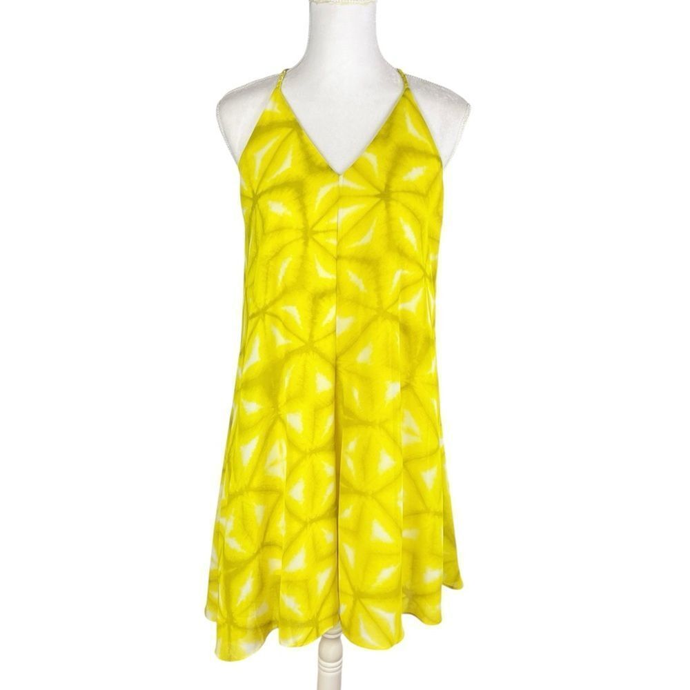 Calvin Klein Bright Yellow Asymmetrical Sleeveless Shift Dress Size 6‎
